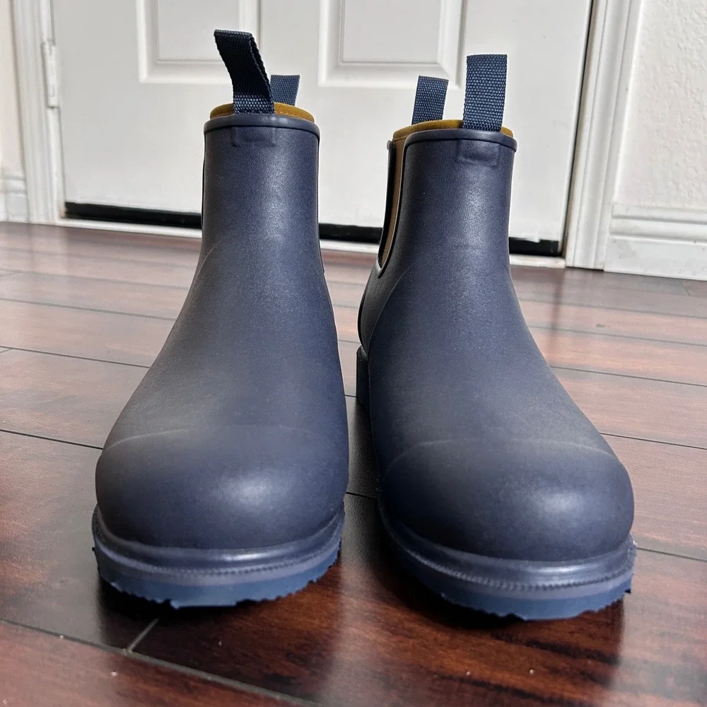 NWOB Merry People Bobbi Ankle Rain Boot Oxford Blue & Tan Men 43 US 11
